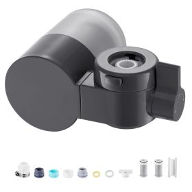 Faucet Mount Water Filter, Horizontal Water Purifier for Sink Tap, Carbon Fiber Filter, Removes Chlorine Lead with 3 Filters